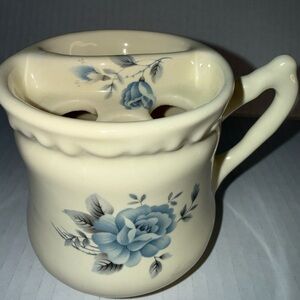 Athena California vintage mustache cup. Blue floral.